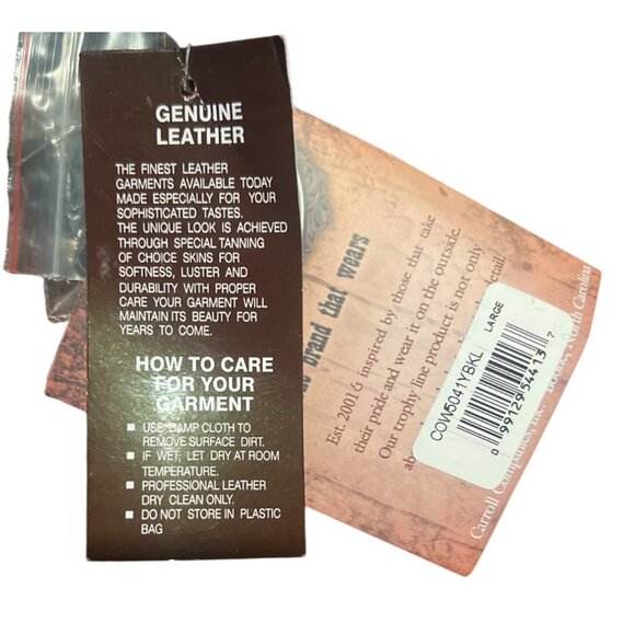 Carroll Original Wear Unisex Gunsmoke Vest Black L Genuine Leather & Wool - Picture 5 of 11